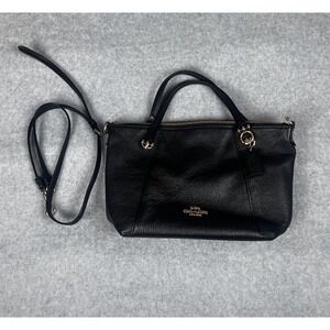 Coach KACEY Camo Black Pebble Leather Top Zip Satchel Crossbody Tote Bag